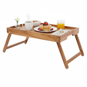 Bandeja de Madera de Acacia <span class=keywords><strong>2026</strong></span> con Patas, Bandeja Plegable para Servir, Bandeja para Cama para Servir Desayuno y Comida - Product Image 1