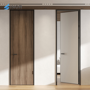 Nouvel arrivage Porte d'entrée minimaliste en aluminium, bois, noyau creux en bois, peint à fleur, certifié CE pour la salle de bain et la chambre, utilisation en nylon - Product Image 5