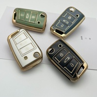 Großhandel Smart Key Cover Hülle Goldrand TPU Faltbare 3-Tasten Fernbedienungsgehäuse für VW Golf 456 Polo Passat B6 Touran Bora