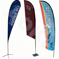 Drapeaux coupe-vent extérieur personnalisé, kit de plage avec pointes de goutte d'eau