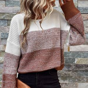 Automne hiver femmes pull rayé pull pour <span class=keywords><strong>Amazon</strong></span> vente chaude tout match haut tricoté mode européenne américaine - Product Image 4