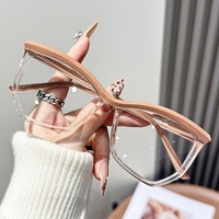 Monture de lunettes PC style Instagram, effet œil-de-chat, monture intégrale, tendance, unisexe, mode haut de gamme, verres unis anti-lumière bleue