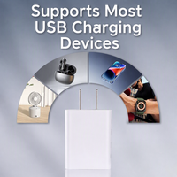Chargeur mural USB-A 5W 5V/1A QC2.0/GaN/PD à charge rapide, prise pliable, coque en PC résistante au feu, pour ordinateurs portables/tablettes/téléphones
