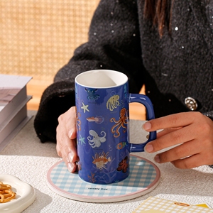 Factory New Styles 14oz <b>Ceramic</b> Tumbler Mug Marine Animal World Pattern Porcelain <b>Cup</b> for Beer Tea or Water Dishwasher Safety - Product Image 3