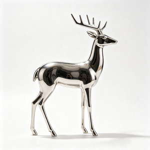 Scultura di Animale Selvatico a Grandezza Naturale in Acciaio Inossidabile a Specchio, Statua in Metallo Personalizzata per Zoo e Giardini - Product Image 5
