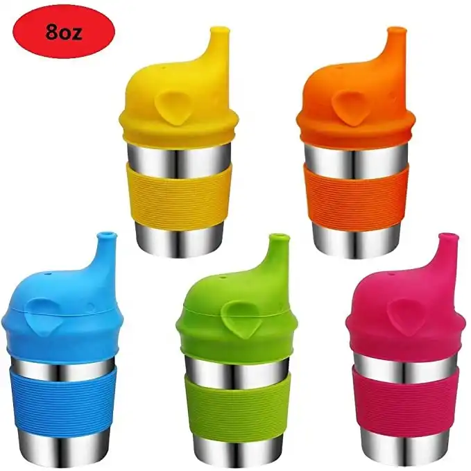 Kids Cups with Lids and Straws, 8oz Spill Proof Drinking Cups