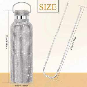 Diamond-studded Insulated Water <b>Bottle</b> for Modern and Fashionable Ladies with a Cross-body Chain - Product Image 4