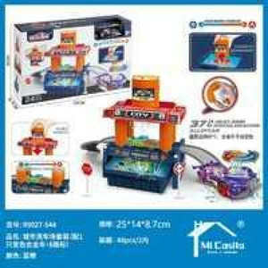 1pc/cartone bambini fingono gioco Playset autolavaggio della città con auto in lega che cambia colore e 8 cartelli stradali gioco di ruolo giocattolo - Product Image 1