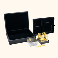 Ensemble brûleur de bakhoor arabe avec boîte de rangement en cuir noir de luxe, kit d'encens pour le Majlis des Émirats Arabes Unis, décoration de maison pour le Ramadan, vente en gros