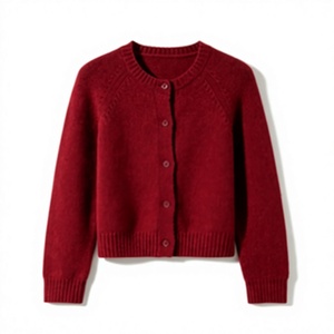 Cárdigan de punto de color liso con cuello sencillo para mujer, estilo coreano, otoño-invierno, con doble botonadura frontal, suéter holgado tipo chaqueta. - Product Image 3