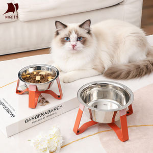 Erhöhte, umweltfreundliche, moderne, langlebige Katzennapf aus lebensmittelechtem Edelstahl mit rutschfestem Ständer, leicht zu reinigen und zu verstauen - Product Image 2