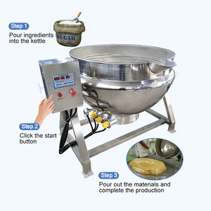 HNOC Industrial de acero inoxidable Lpg tipo 200 litros Jam Cook Jacketed Kettle Steam pequeñ<span class=keywords><strong>a</strong></span> <span class=keywords><strong>olla</strong></span> <span class=keywords><strong>a</strong></span> presión <span class=keywords><strong>CON</strong></span> MEZCLADOR - Product Image 4