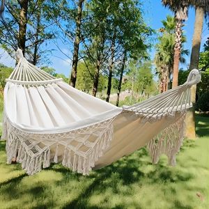 <span class=keywords><strong>Hamac</strong></span> à franges style bohème, tendance, anti-retournement, <span class=keywords><strong>en</strong></span> toile épaisse, capacité 200 kg pour <span class=keywords><strong>2</strong></span> <span class=keywords><strong>personnes</strong></span>, décontracté et ethnique - Product Image 1