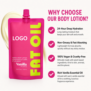 Lotion pour les mains et le corps, huile de graisse organique, hydratant pour peaux normales, soin hydratant 24h, parfum vanille, huile d'avocat, usine cosmétique OEM ODM - Product Image 3