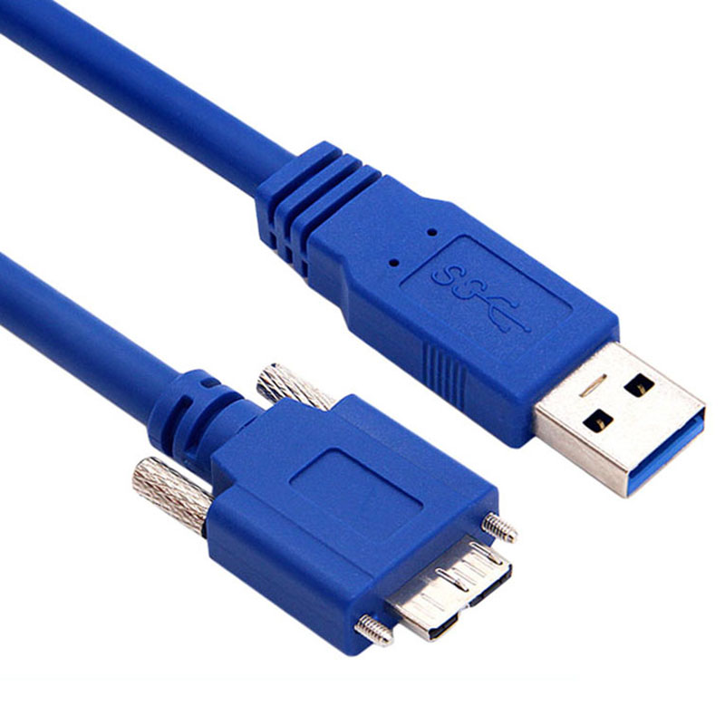 USB 3.0 סוג A זכר למייקרו B USB3.0 כבל עם בורג נעילה usb 3.0 מצלמה כבל עבור מכונת ראיית