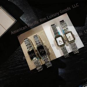 Nouvelle montre à quartz pour femme avec bracelet carré orné de pierres précieuses, bague et boucles d'oreilles – Ensemble de bijoux tendance pour femme - Product Image 3