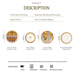 Ceramic Dinnerware <b>Set</b> - Mediterranean Geometric 4 Piece Plate and <b>Bowl</b> <b>Set</b> - Product Image 6
