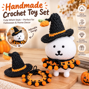 Conjunto de Ganchillo de Calabaza y Bruja de Halloween Tejido a Mano, Accesorios de Cosplay para Muñecos de Peluche, Fiestas y Halloween - Product Image 1