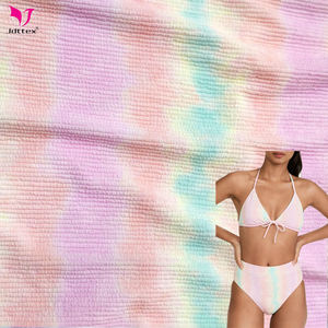 Эластичная ткань Jdttex для одежды, жаккардовая фактурная ткань с эффектом сирсакер, 92% полиамид, 8% спандекс, с принтом тай-дай для купальников - Product Image 1