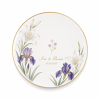 Tempat Perhiasan Keramik Custom Motif Bunga Watercolour, Nampan Perhiasan, Hadiah Pernikahan dengan Nama dan Tanggal untuk Pengantin Wanita