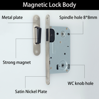 BBDHOME Sécurité moderne WC Porte de salle de bain 9050 Nickel satiné Corps de serrure à mortaise magnétique silencieux