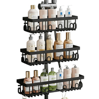 Étagère de rangement télescopique en acier inoxydable à 3 niveaux pour robinet, évier de cuisine, salle de bain et douche, à poser au-dessus des toilettes