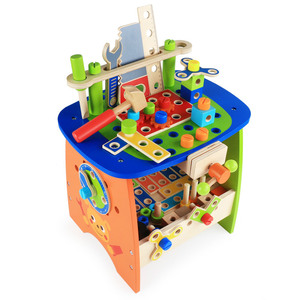 Nouvelle boîte à <span class=keywords><strong>outils</strong></span> en bois semblant jouer ensemble éducatif Montessori jouets écrou démontage vis assemblage Simulation réparation charpentier outil - Product Image 2