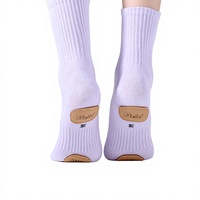 Chaussettes de yoga et de Pilates pour femmes, en cuir de vachette rembourré, avec grip épais en coton, antidérapantes, fabriquées en usine