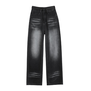 Jeans a gamba larga grigio nero retrò americano da donna 2024 <span class=keywords><strong>pantaloni</strong></span> larghi a <span class=keywords><strong>vita</strong></span> <span class=keywords><strong>alta</strong></span> di nuovo design bianco terra - Product Image 5
