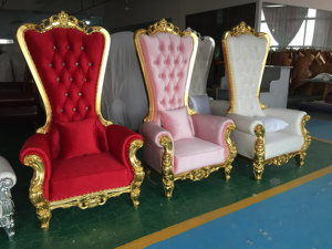 <strong>Red</strong> <strong>Velvet</strong> High Back King Throne <strong>Chairs</strong> - Product Image 3