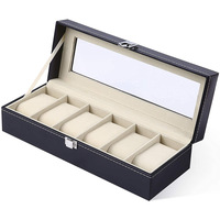 Grande boîte de rangement de montres de luxe noires à 24 grilles pour hommes