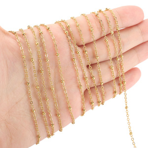 Cadenas de cuentas espaciadoras de acero inoxidable de 10 m por rollo, chapadas en oro de 18 quilates, rollo de cadena de cuentas alternadas para la fabricación de collares y pulseras - Product Image 1