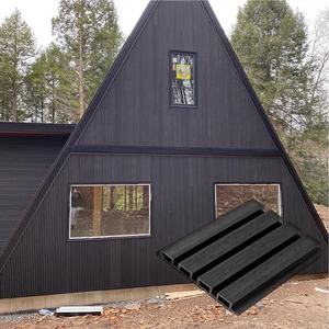 Garniture ronde en relief 3D d'aspect <span class=keywords><strong>bois</strong></span> pour jardin Bandes de <span class=keywords><strong>bois</strong></span> blanches Panneaux muraux cannelés en Wpc Revêtement - Product Image 5