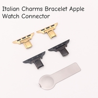 Ensemble de maillons de bracelet DIY assortis en argent, noir, or et or rose pour Apple Watch, avec connecteur à barre à ressort