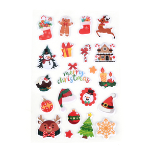 Bán Buôn Tùy Chỉnh 12 Miếng Mỗi Gói Thiết Kế Dán Trang Trí Tấm Giáng Sinh Có Thể Tháo Rời Kawaii Santa Phim Hoạt Hình Puffy Sticker - Product Image 3