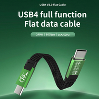 Cable de Carga Rápida Thunderbolt 5 USB C 80Gbps, Plano, de Aleación de Aluminio y Nailon, Tipo C PD, para Banco de Energía y Computadora