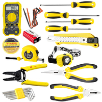 Kit d'outils professionnel pour électricien de 17 pièces avec multimètre et lampe frontale pour l'entretien et la réparation électriques