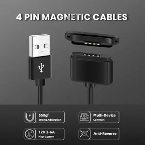 Shenzhen LIKE 12V 3A Magnetic Electrical Connector Supplier 4 Pin Usb Cable Charge Magnetic Pogo Pin Data Connector