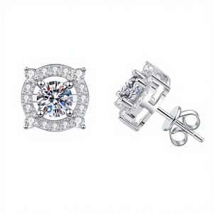 Custom Truestar 925 Sterling <b>Silver</b> <b>Stud</b> Earrings 0.5Carat Moissanite GRA Certified Classic for - Product Image 2