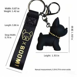 High Quality French Bulldog Keychain - 3D PVC <strong>Dog</strong> <strong>Key</strong> <strong>Ring</strong> with Leather Strap, Ideal Gift for Frenchie Owners &amp; Pet Lovers - Product Image 3