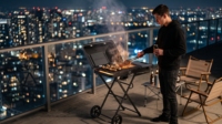 Pemanggang Gas Portabel untuk Berkemah di Luar Ruangan, Aksesoris Dapur, Pemanggang Barbekyu Baja Tahan Karat untuk Taman