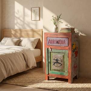 Mesitas de noche de madera vintage pintadas, mesitas de noche artesanales, muebles al por mayor para habitaciones de hotel, sala de estar, casa de campo - Product Image 1