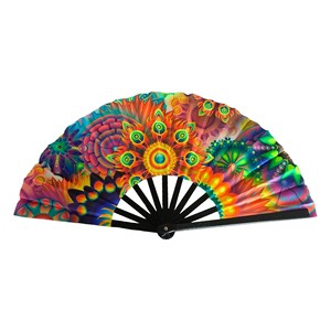 Éventail pliant en bambou coloré pour festivals, grand format 33 cm, idéal pour la danse et les soirées estivales - Product Image 6