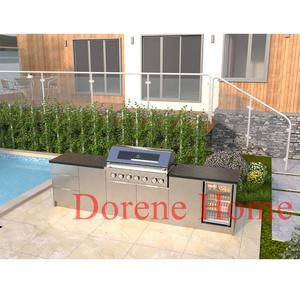 2025 Dorene Durable Bbq Island <span class=keywords><strong>Cuisine</strong></span> extérieure avec évier Grill <span class=keywords><strong>Four</strong></span> à pizza et réfrigérateur Cadre en acier <span class=keywords><strong>Mini</strong></span> armoire de <span class=keywords><strong>cuisine</strong></span> - Product Image 3