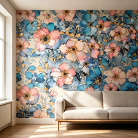 Papier peint floral lavable de petite taille pour le marché d'Asie du Sud, papier peint auto-adhésif imperméable en PVC pour la décoration de la maison, décoration murale de chambre à coucher