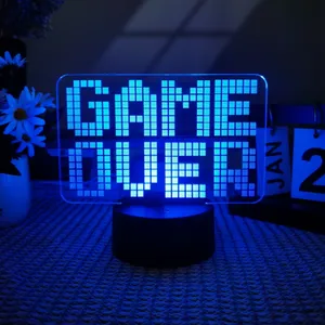 Nova luz noturna criativa de jogo 3D, lâmpada de mesa para sala de jogos, icônico do console de jogos LED luz noturna de cabeceira
