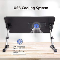 Table pour ordinateur portable en MDF moderne, réglable en hauteur, pliable, bureau de lit portable, support pour ordinateur portable avec ventilateur de refroidissement intelligent