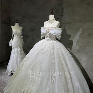 Robe de mariée Jancember Wx102 style princesse coréenne, jupe bouffante, coupe ajustée, ornée de diamants brillants, pour mariées élégantes. - Product Image 2