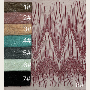 Tissu en dentelle de tulle <span class=keywords><strong>à</strong></span> sequins perlés tissé métallique style Art Déco G4097, 100 % polyester, 8 couleurs, pour robes de soirée Charleston des années 20 pour filles - Product Image 1