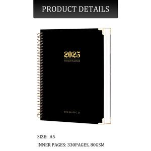 Agenda imprimé en cuir à spirale, couverture rigide, format A5, hebdomadaire et mensuel, de janvier à décembre 2025-2026 - Product Image 2